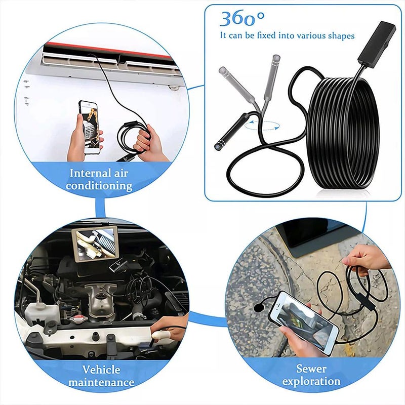 2-in-1 Endoscope Camera, 7mm Waterproof IP67 - 480P HD, 6 LED Lights, Micro USB/Type-C/PC Compatible for Android - Take Photos/Videos, Ideal for Automotive, Pipe, Sewer Inspection - Image 4